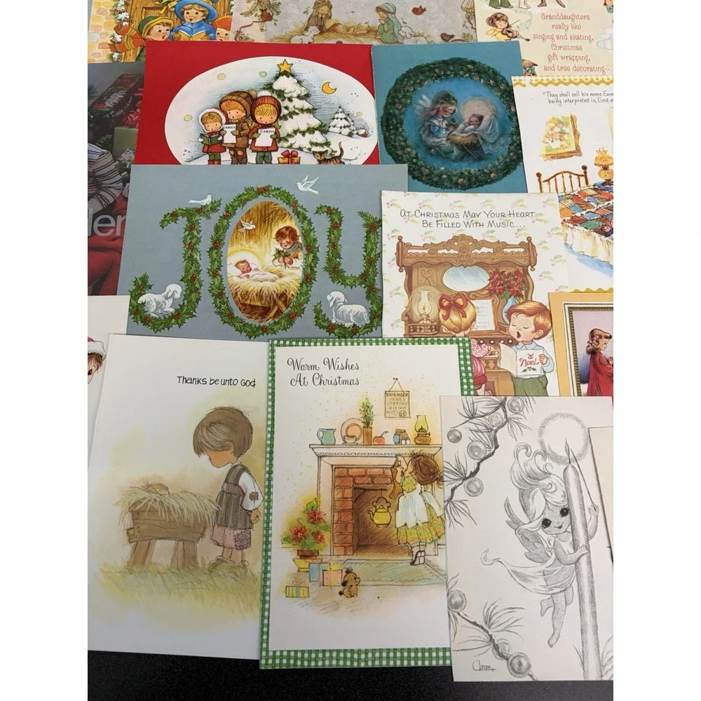 Vintage Christmas Cards Fronts ONLY Kids Children Scrapbooking Crafts Lot of 50+